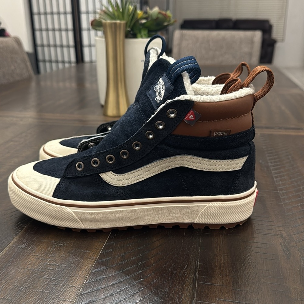 Vans Men's Navy and Brown High-Top Sneakers